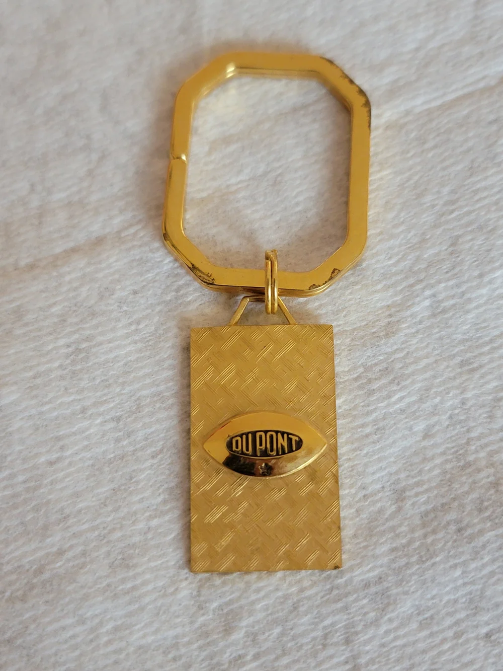S.T. DuPont Vintage Gold-Tone Rectangular Logo Keyring